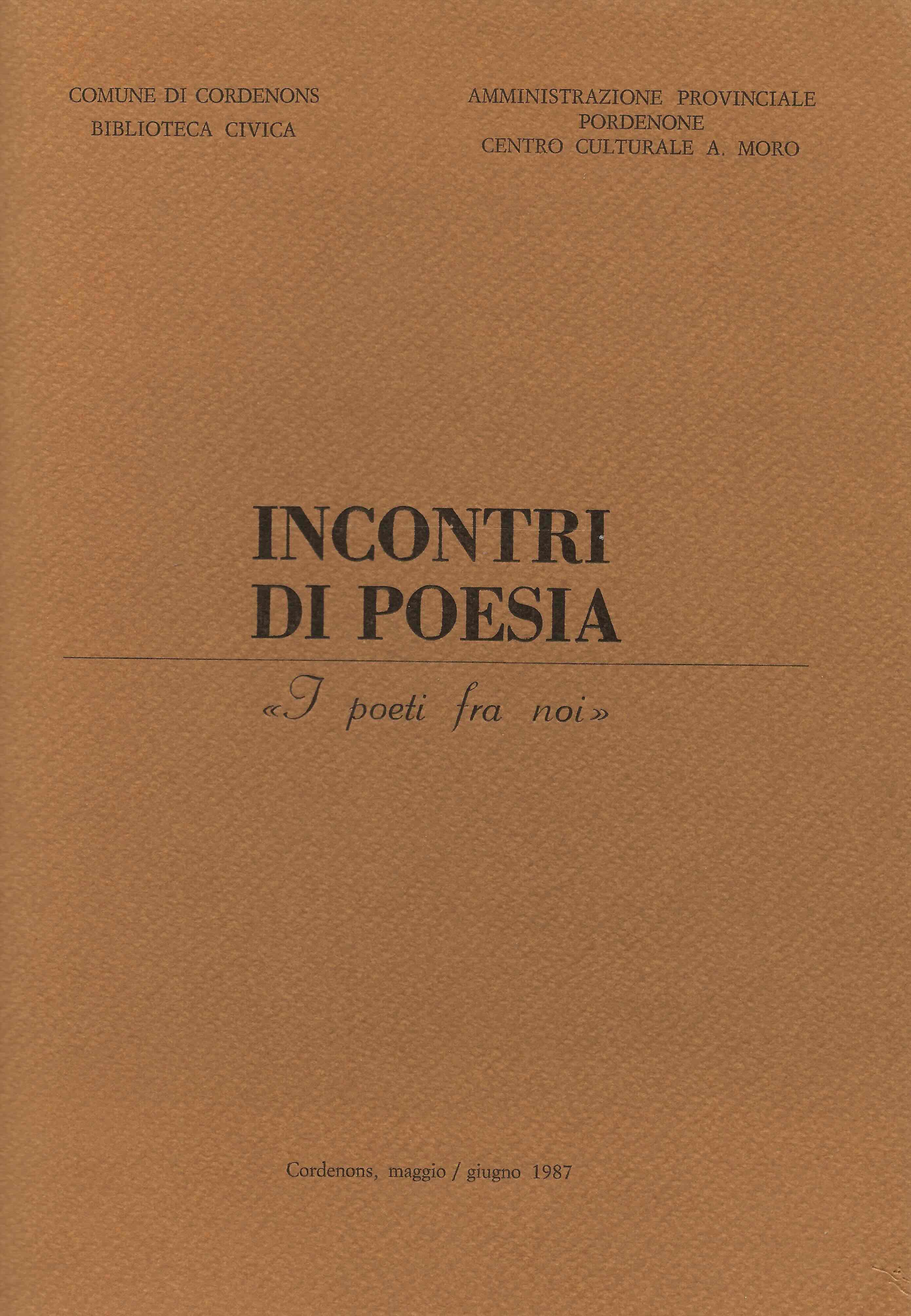 Copertina del libro Incontri di poesia (1987)