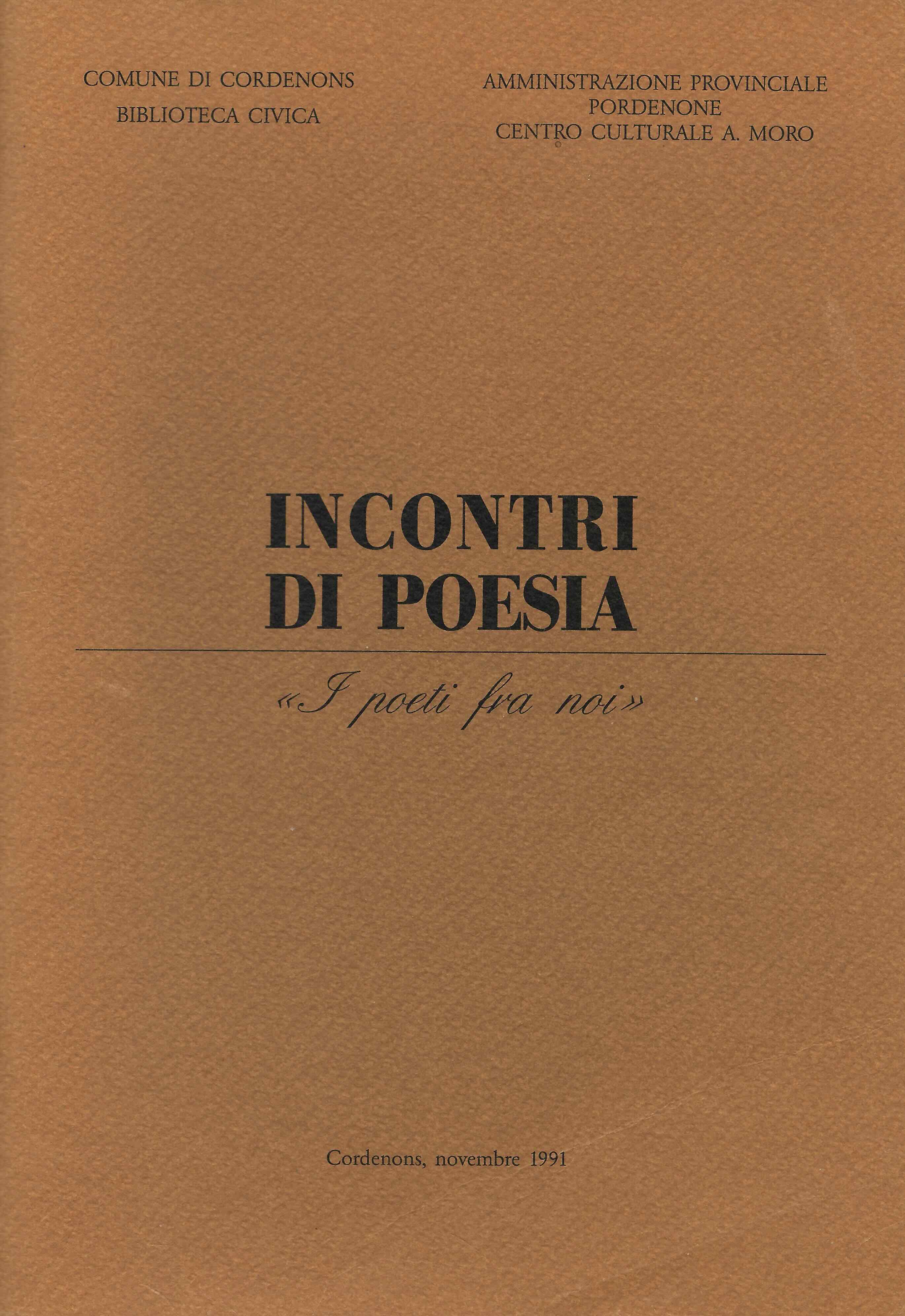 Copertina del libro Incontri di poesia (1991)